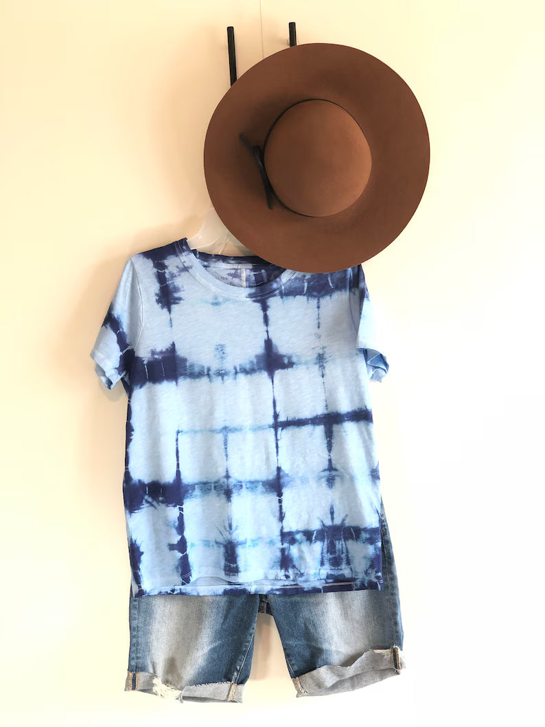 Indigo Shibori Tie-Dyed T-Shirt