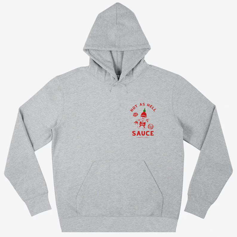 Vintage Hot As Hell Sauce Grey Unisex Graphic Hoodie